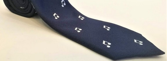 Krawat muzyczny GRANAT (białe ósemki) made in Poland