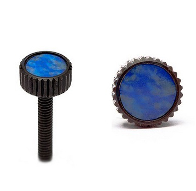 Śrubka do mikrostroika czarna z wkładką z kamienia - Lapis lazuli