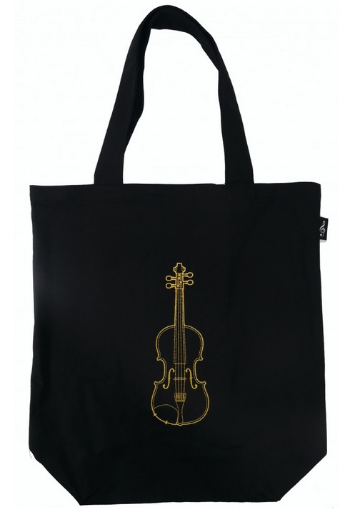 Torba BLACK z haftem złote skrzypce 40 x 42 x 13,5 cm